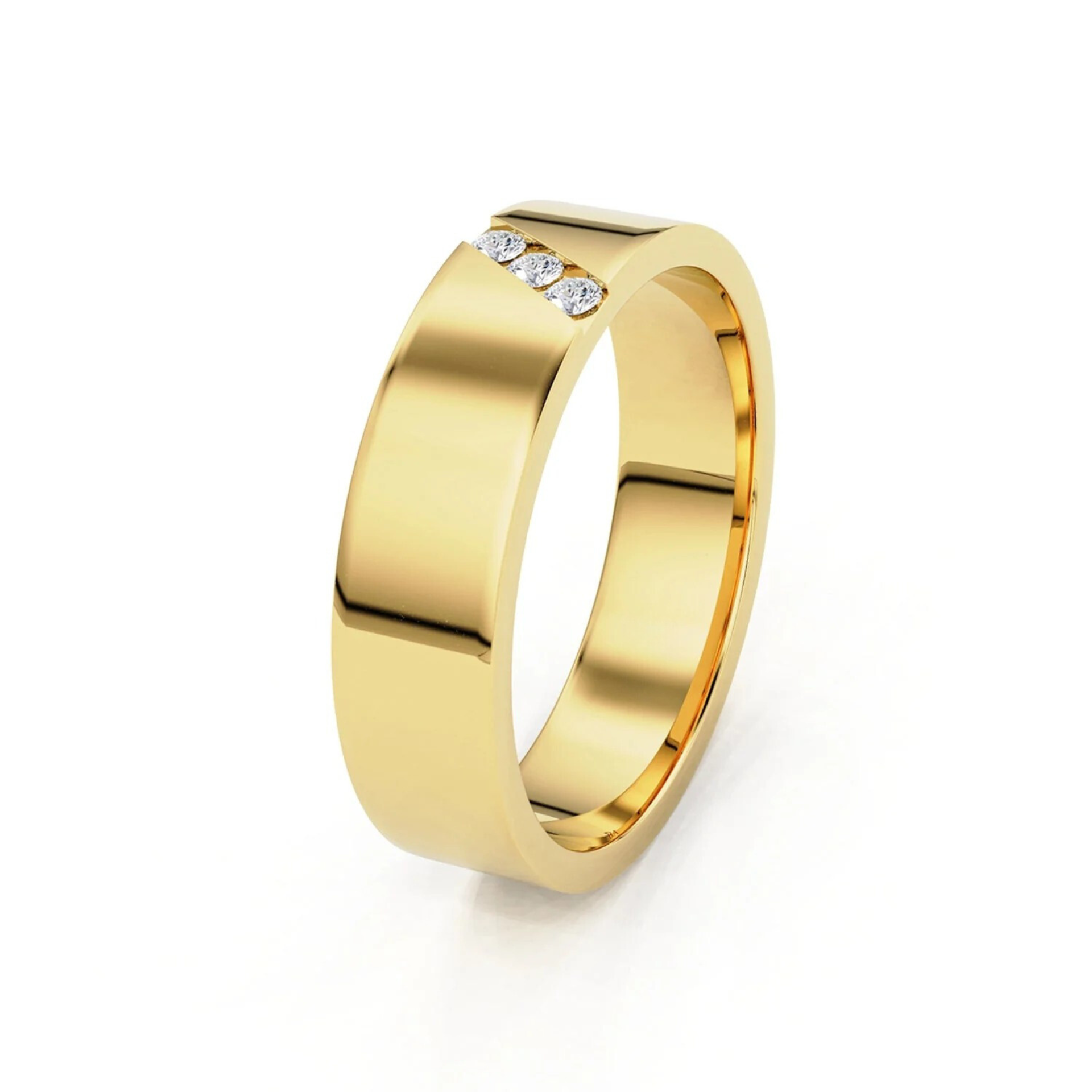 5.5mm Diagonal Line Channel Set Forever Wedding Band, 14k Gold