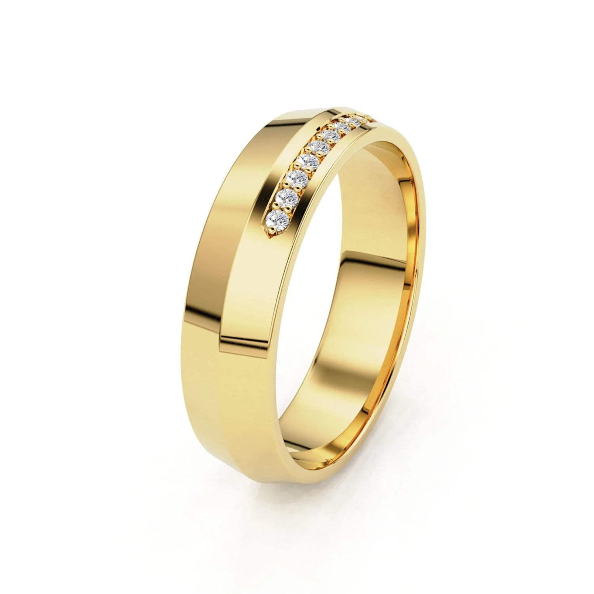 5.5mm Pavé Knife Edge Forever Wedding Band, 14k Gold