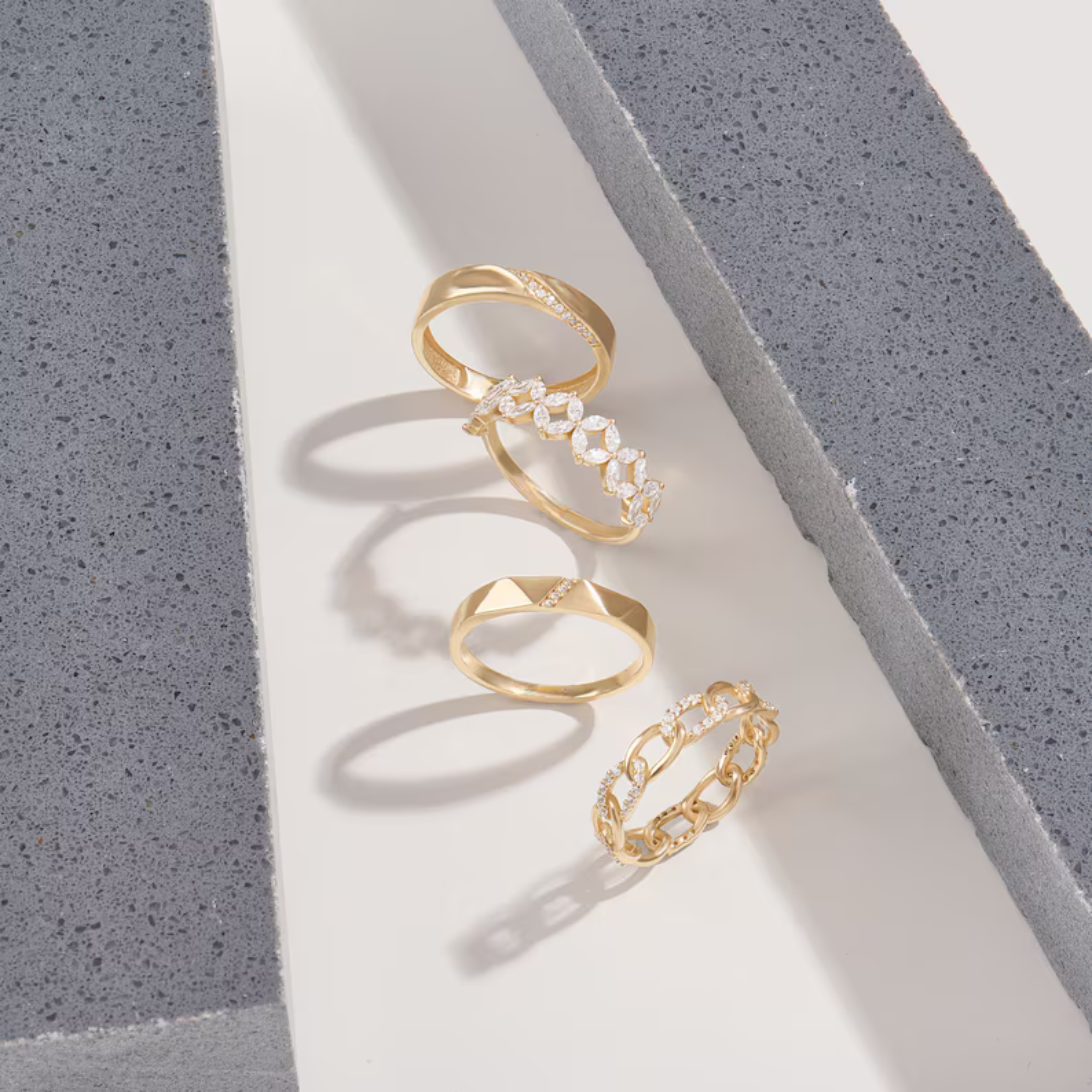 Diamond Chain Rings for Women 14K Gold Eternity Band