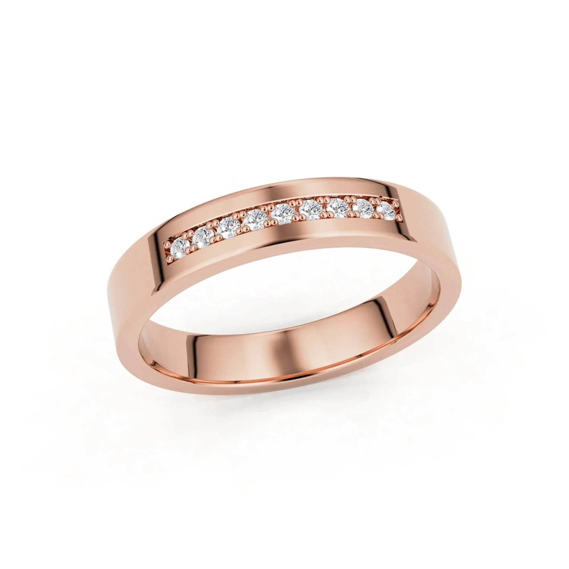 4mm Pavé Set Forever Wedding Band, 14k Gold