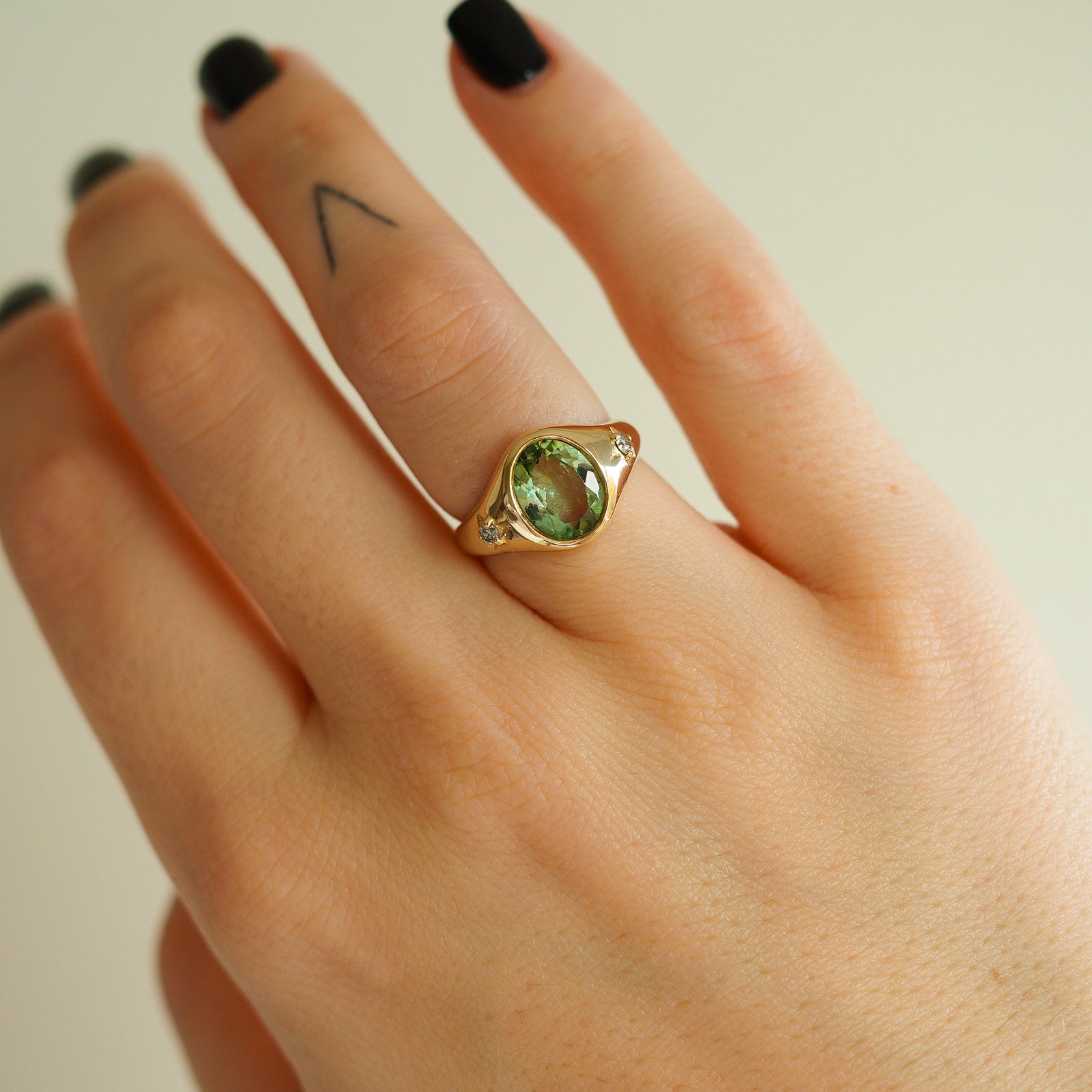 Mint Green Tourmaline Signet Ring