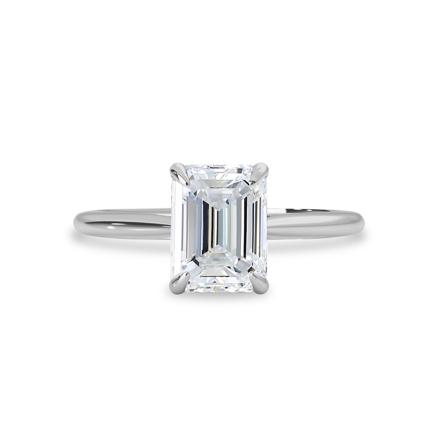 Vera Emerald Cut Solitaire Engagement Ring, Moissanite/Lab Grown Diamond