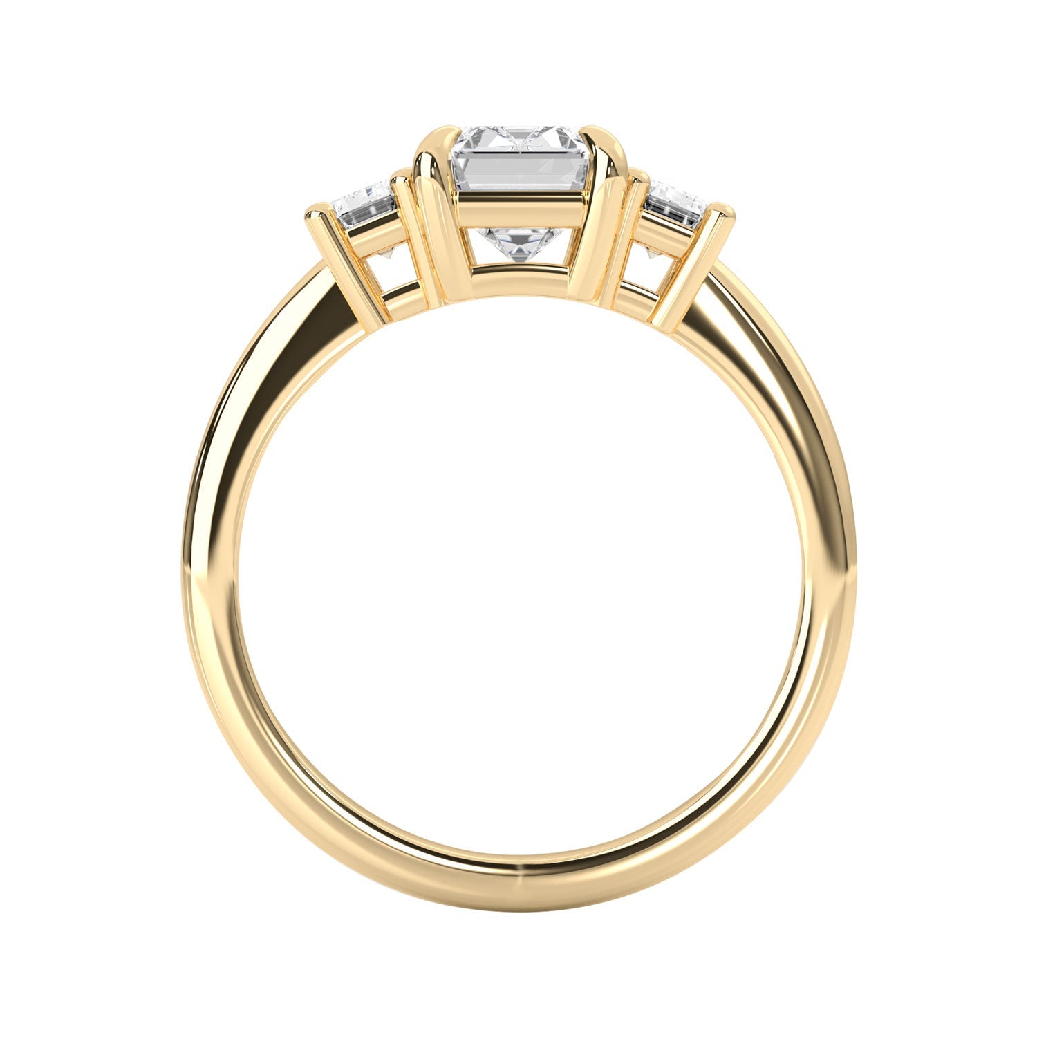 Evelyn Emerald Cut Three Stone Engagement Ring, Low Set