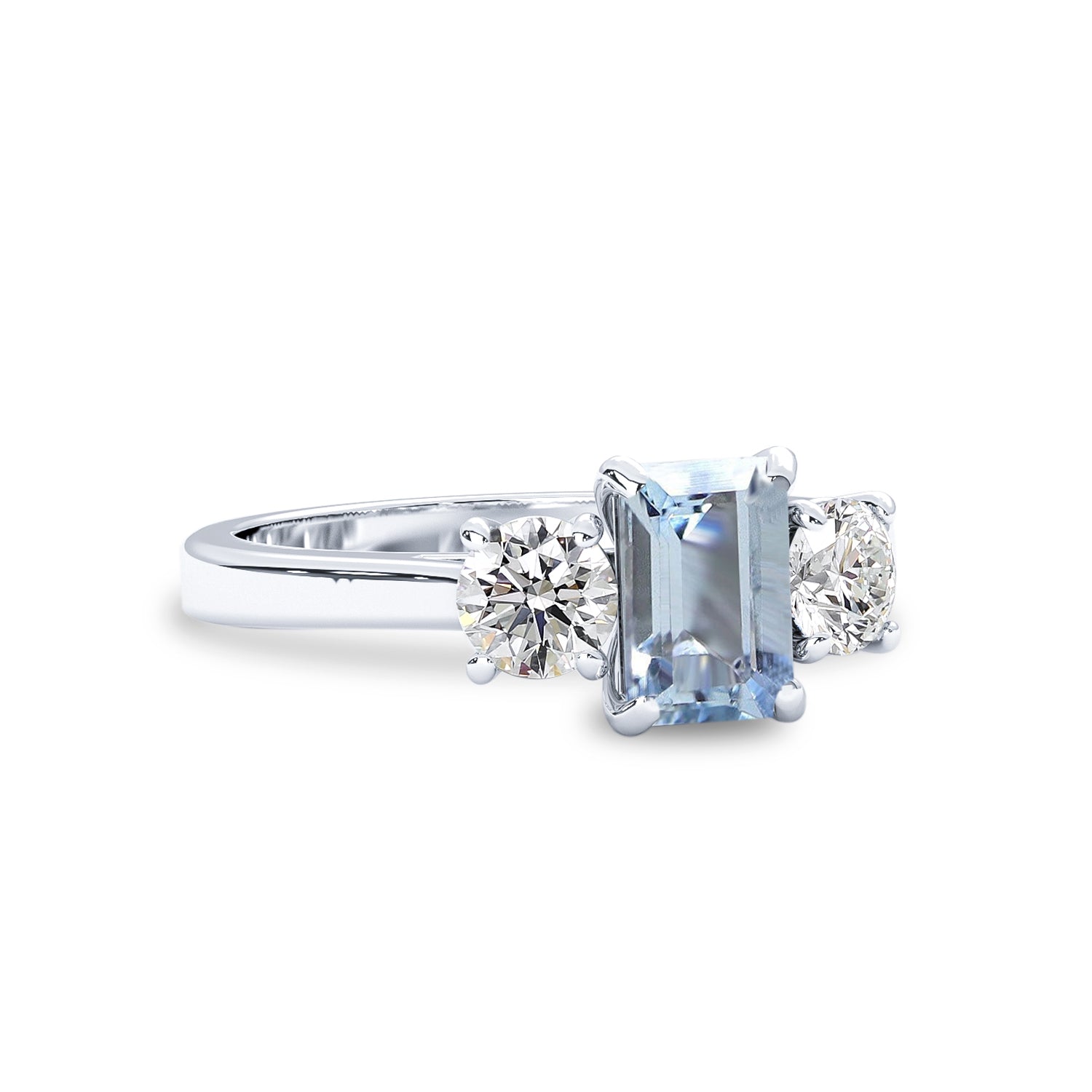 Aquamarine Ocean Glow Three Stone Ring