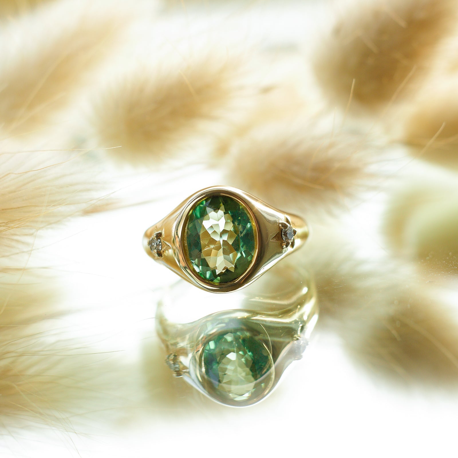 Mint Green Tourmaline Signet Ring