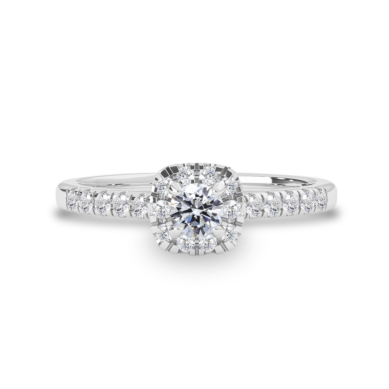 The Serene Vow Diamond Halo Engagement Ring, Round Brilliant