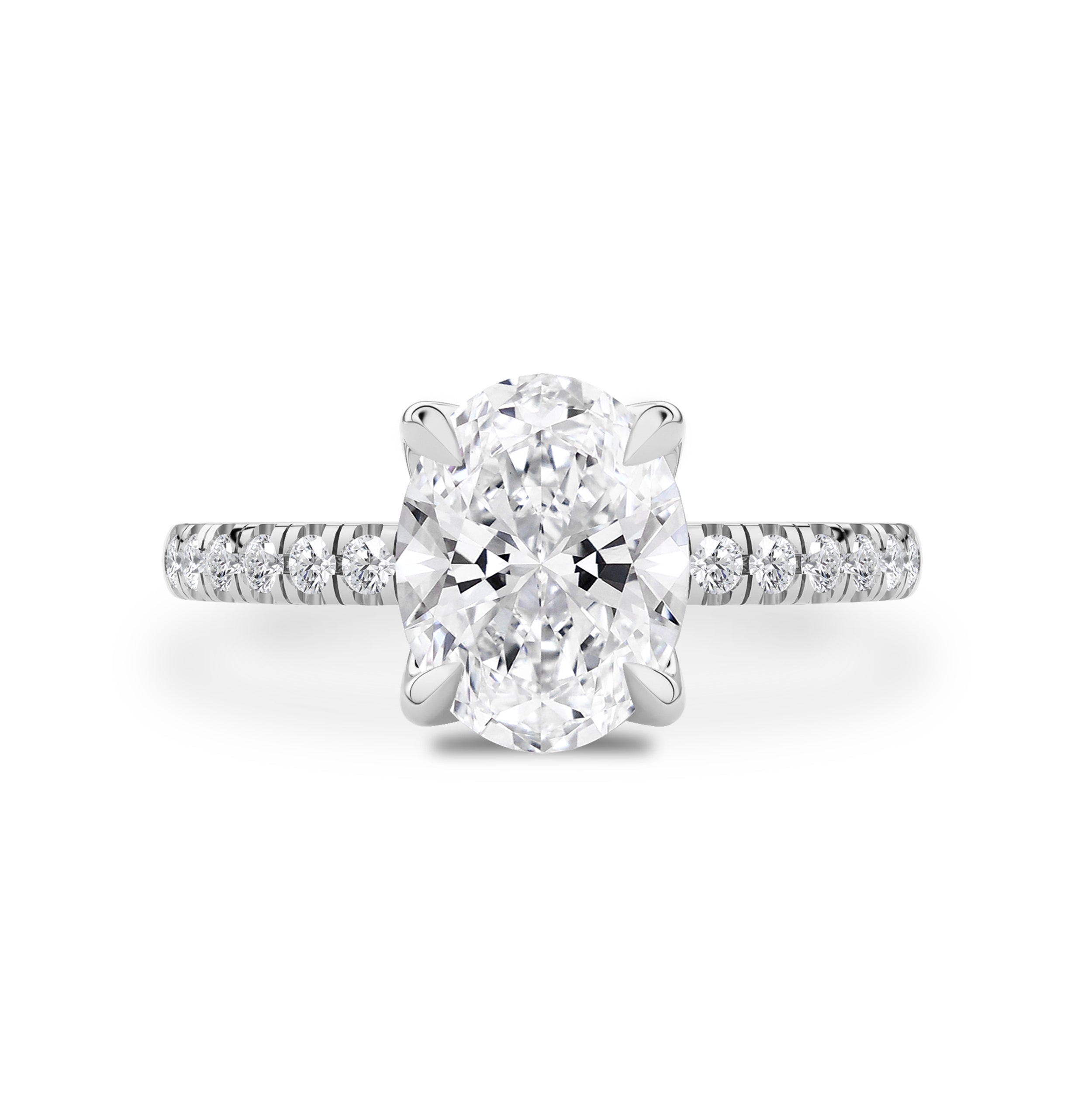 True Promise Oval Petal Pavé Engagement Ring, Moissanite/Lab Diamond