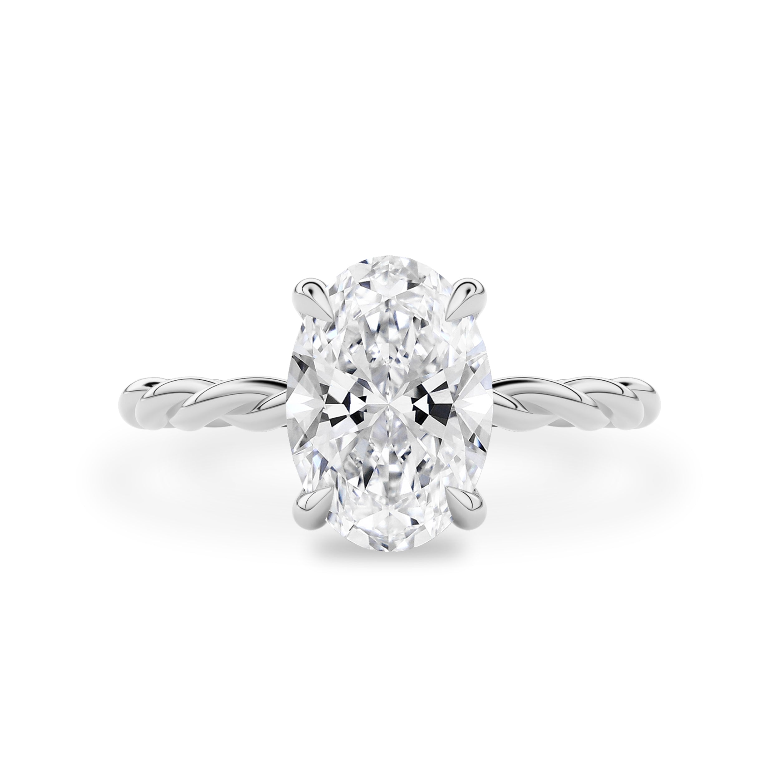 Amara Rope Oval Hidden Halo Engagement Ring, Moissanite/Lab Grown Diamond