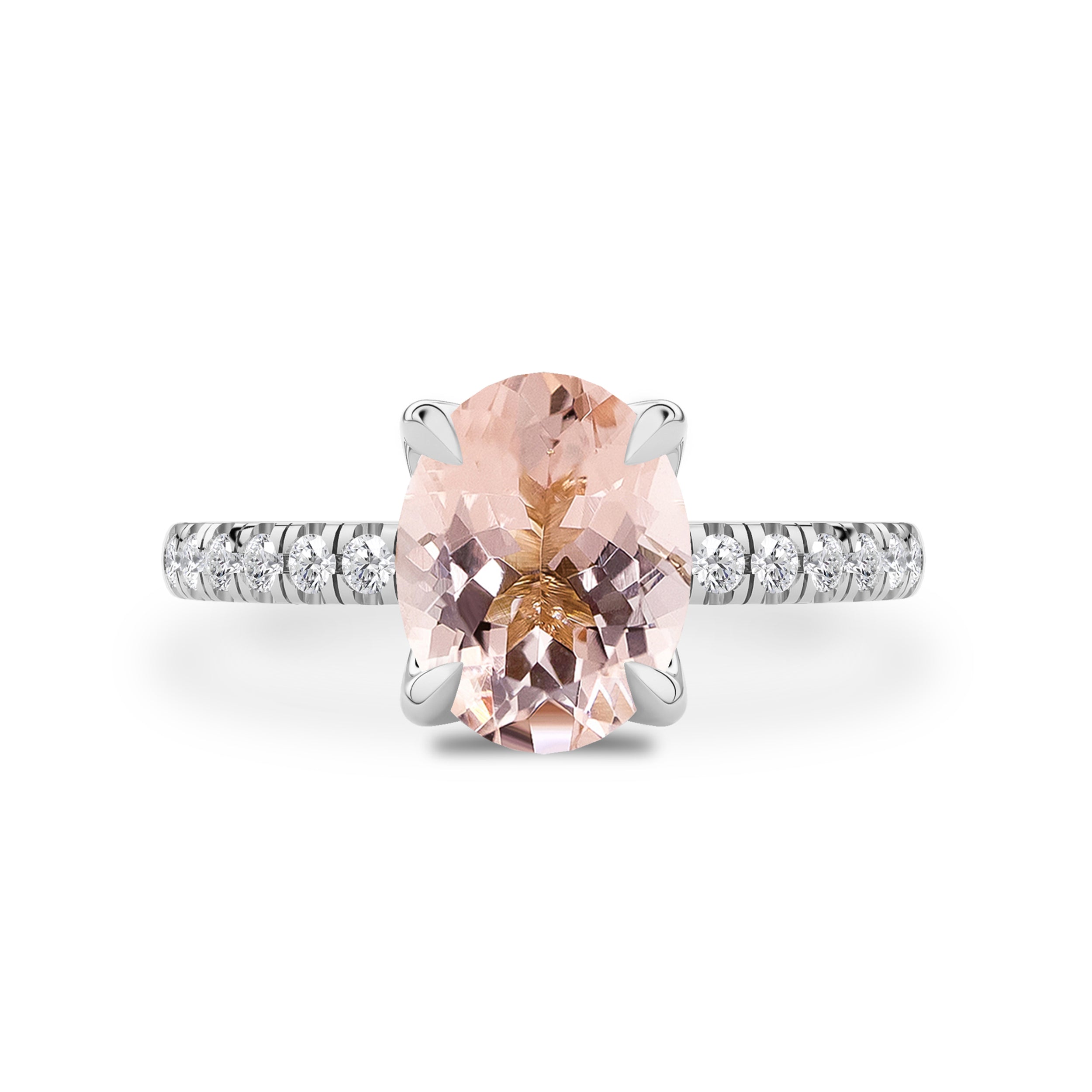 True Promise Oval Morganite Engagement Ring, Pave Accent