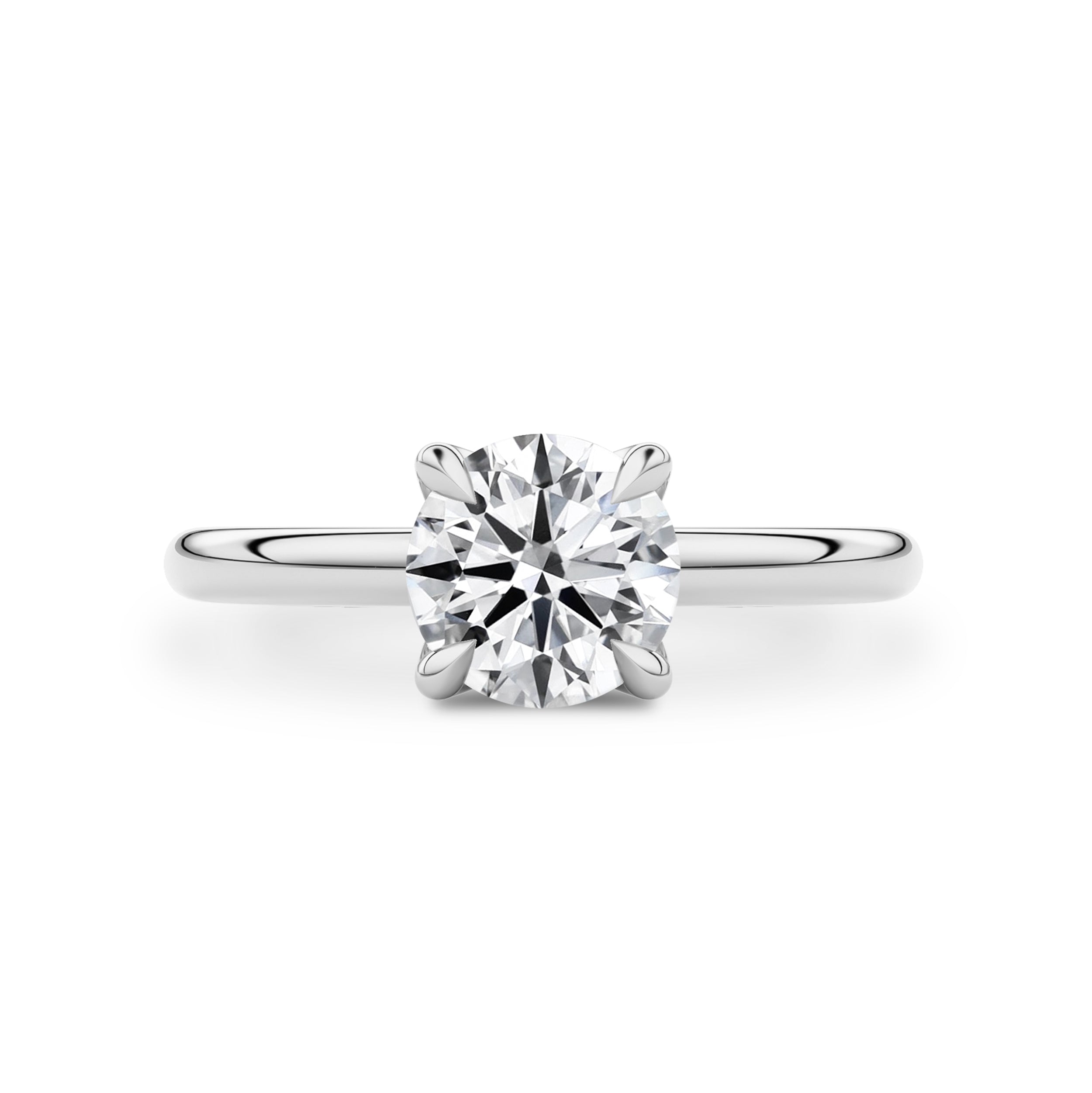 Round Purity Petal Solitaire Engagement Ring, Moissanite/Lab Diamond