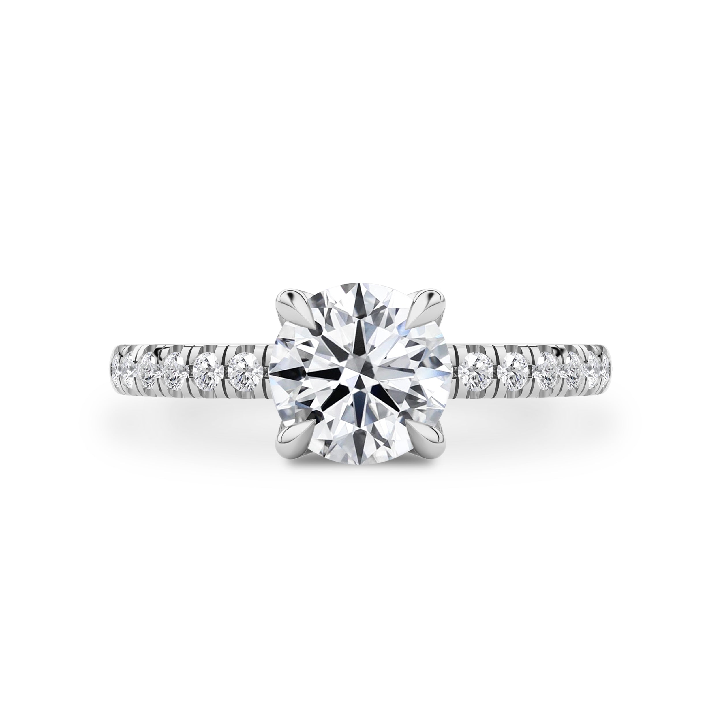 True Promise Round Petal Pavé Engagement Ring, Moissanite/Lab Diamond