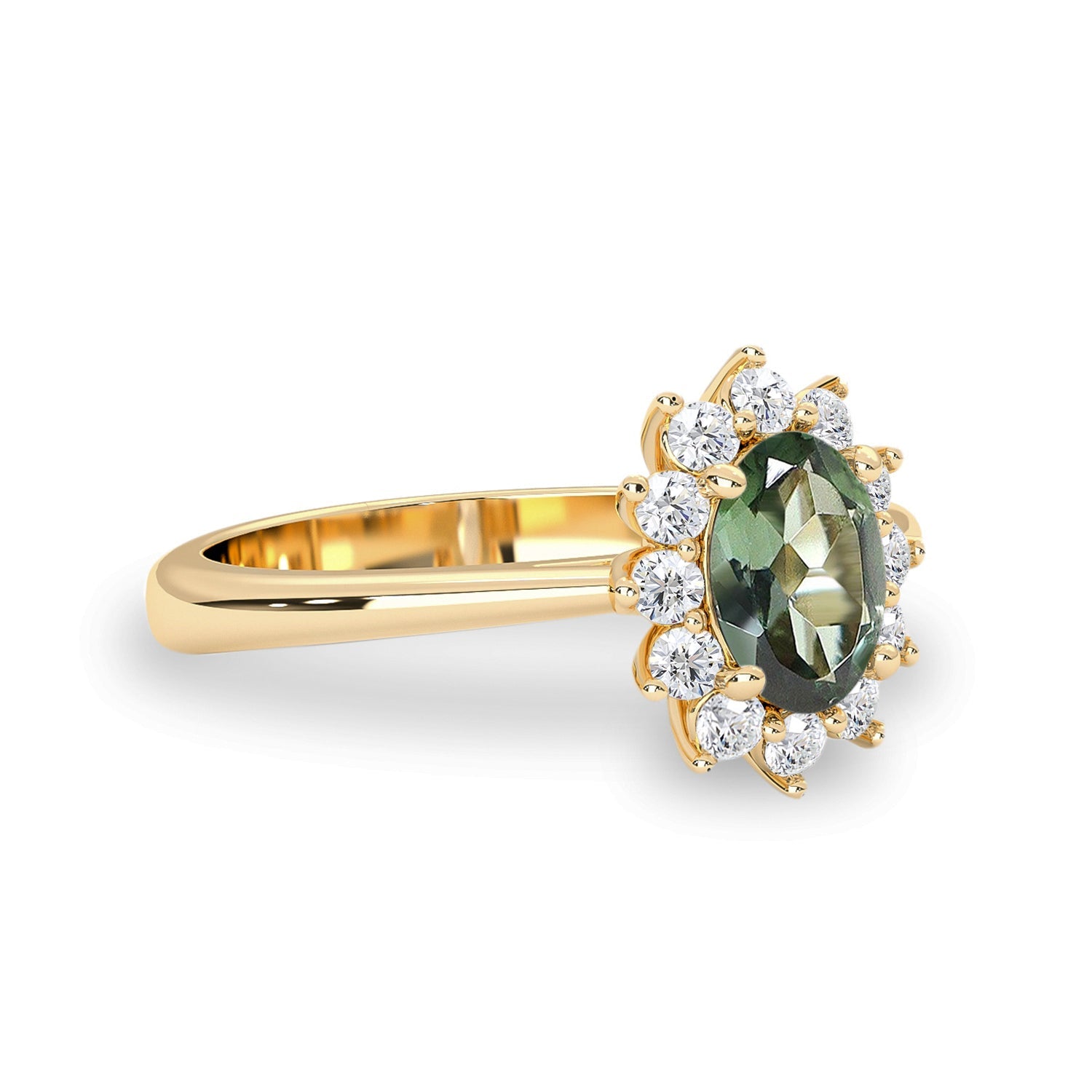 Stunning Belle Halo Engagement Ring, Tourmaline & Diamonds