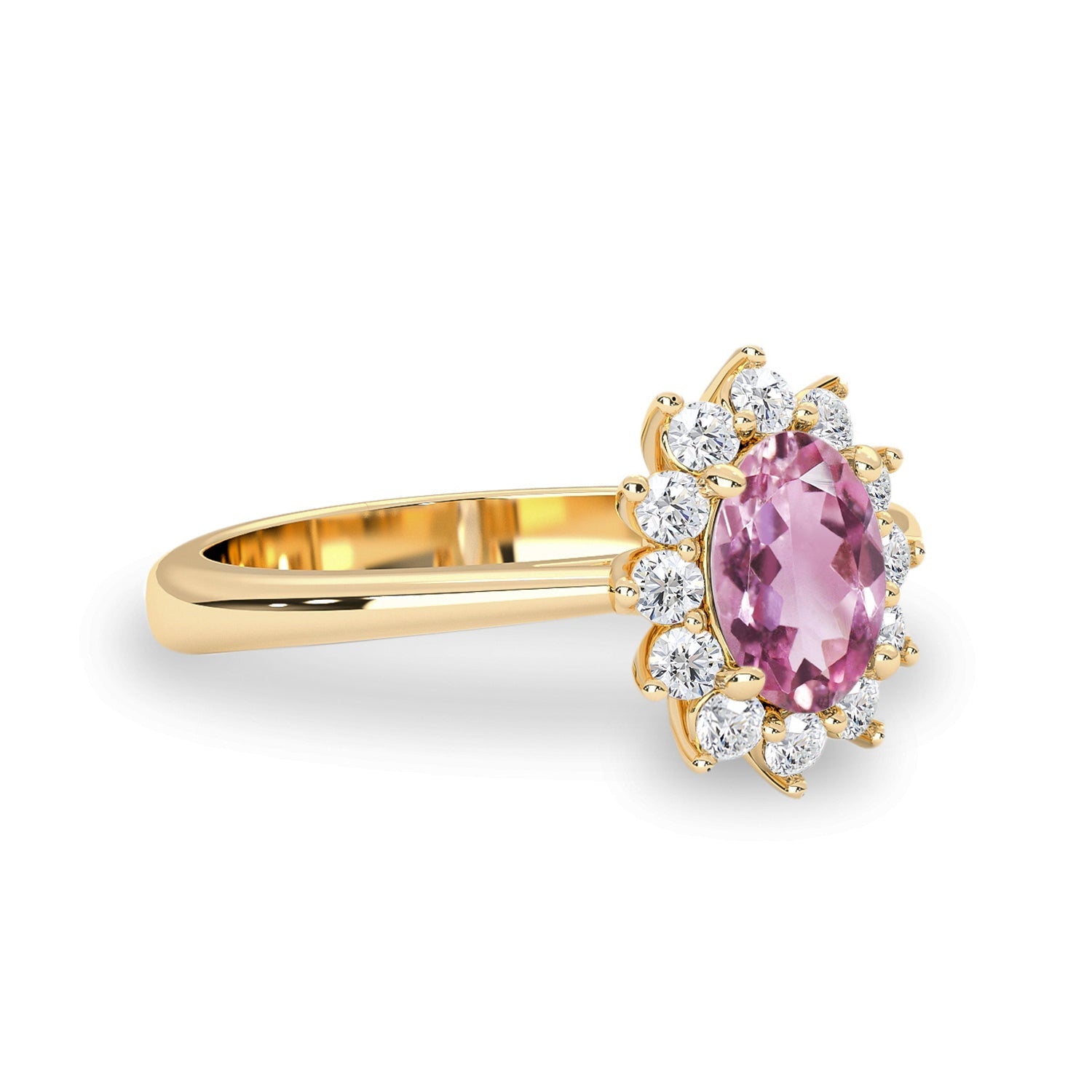 Stunning Belle Pink Tourmaline Halo Engagement Ring