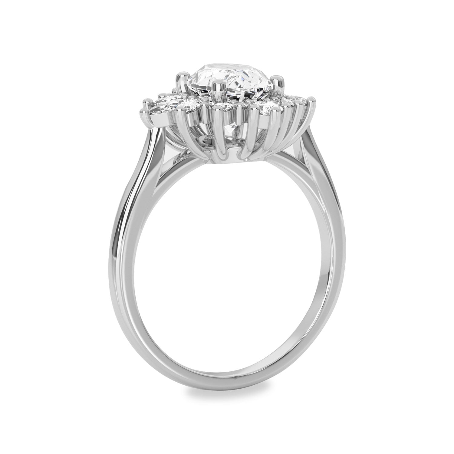 Split Payment - Lab Diamond Mila Wings Halo Engagement Ring, Oval With Marquise