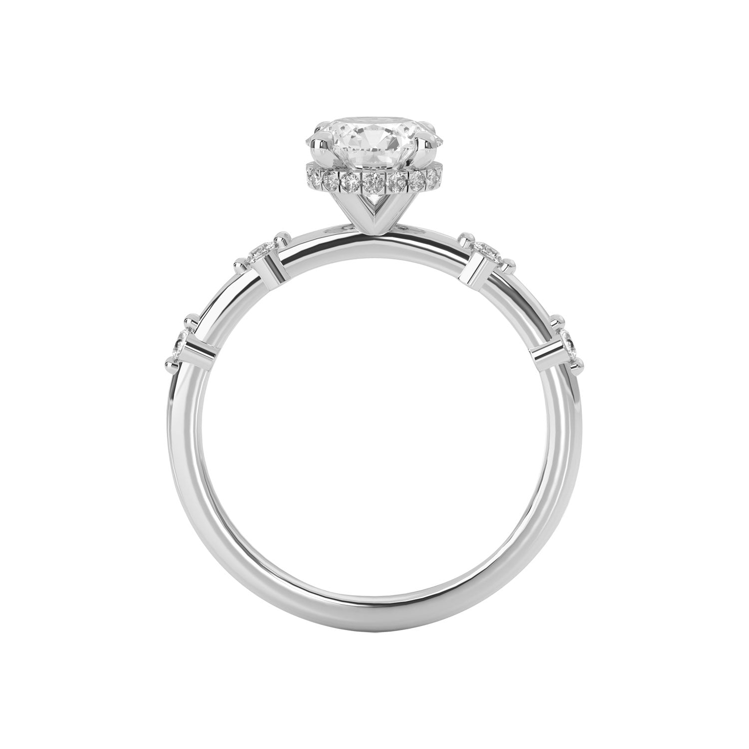 Audrey Round Hidden Halo Engagement Ring, Moissanite/Lab Grown Diamond