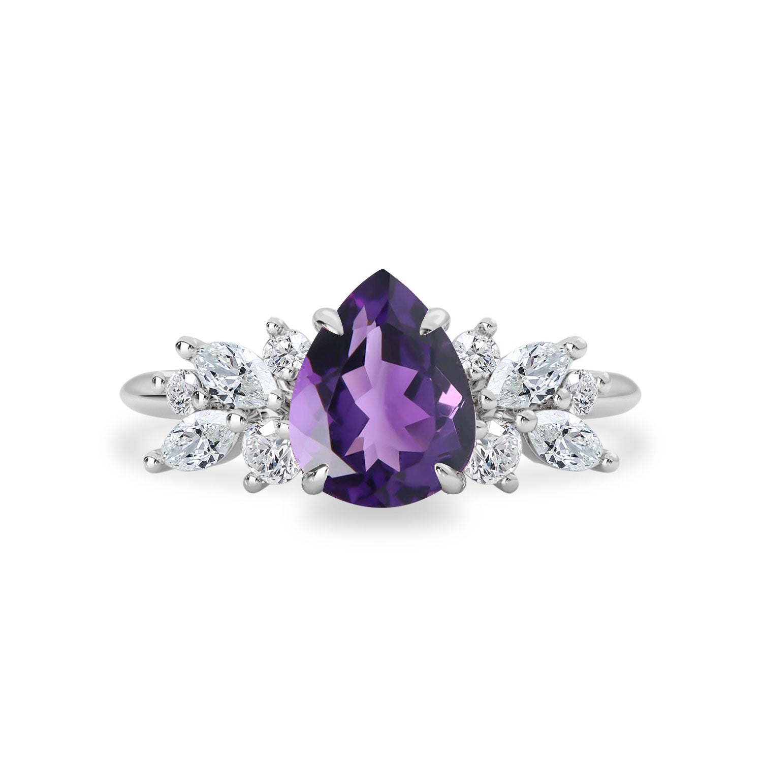 Pear Amethyst Anna's Dream Engagement Ring, Pear With Marquise