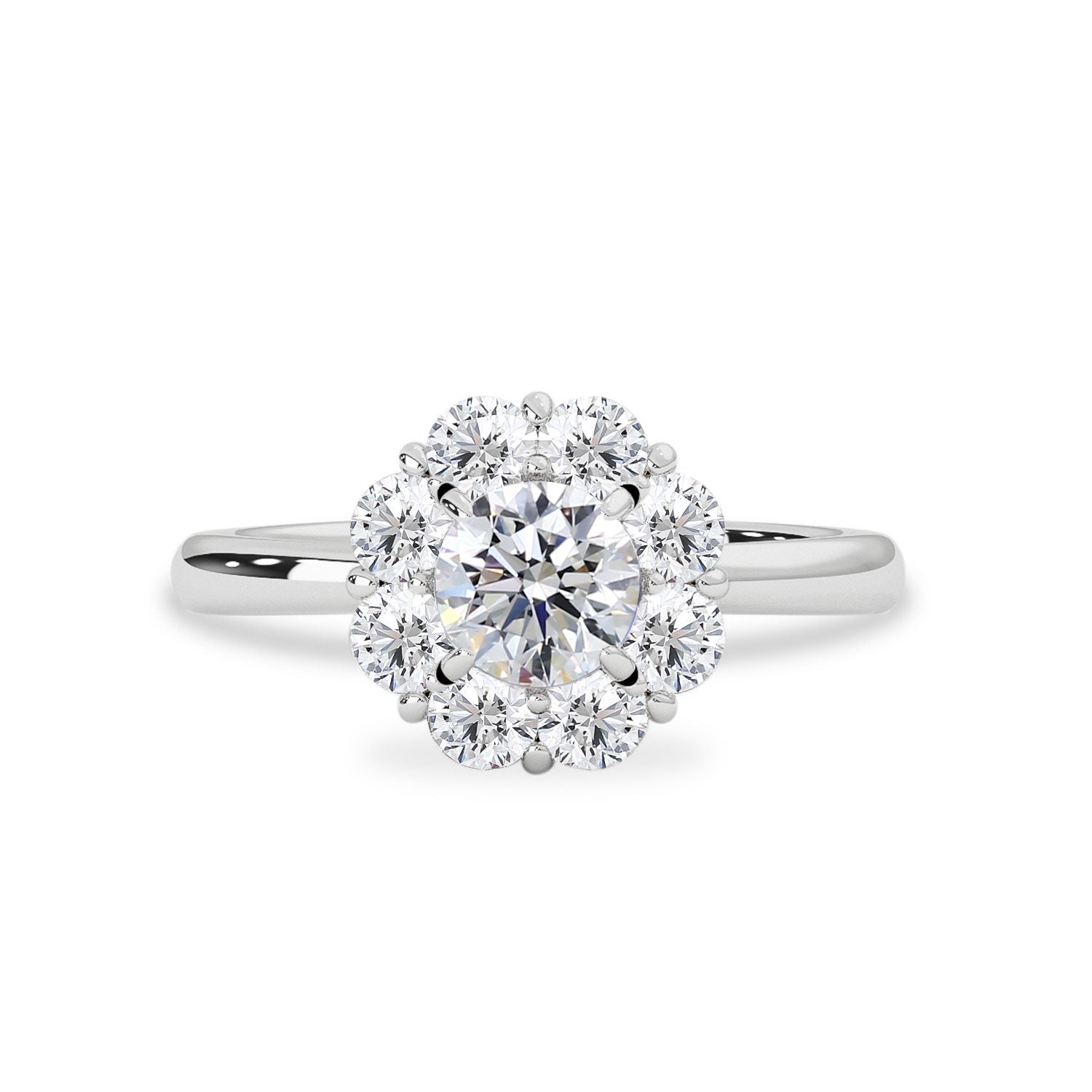 True Love Halo Engagement Ring No.3, Round Brilliant With Halo