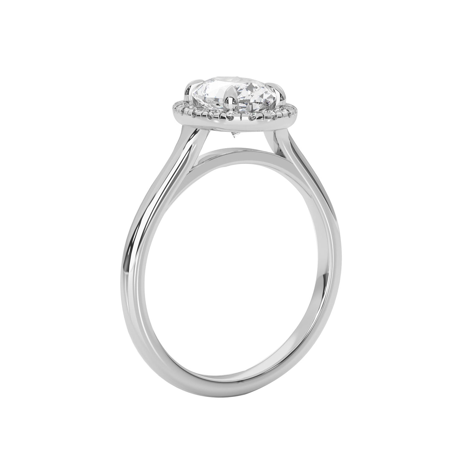 Stella Oval Forever Halo Engagement Ring, Moissanite/Lab Grown Diamond