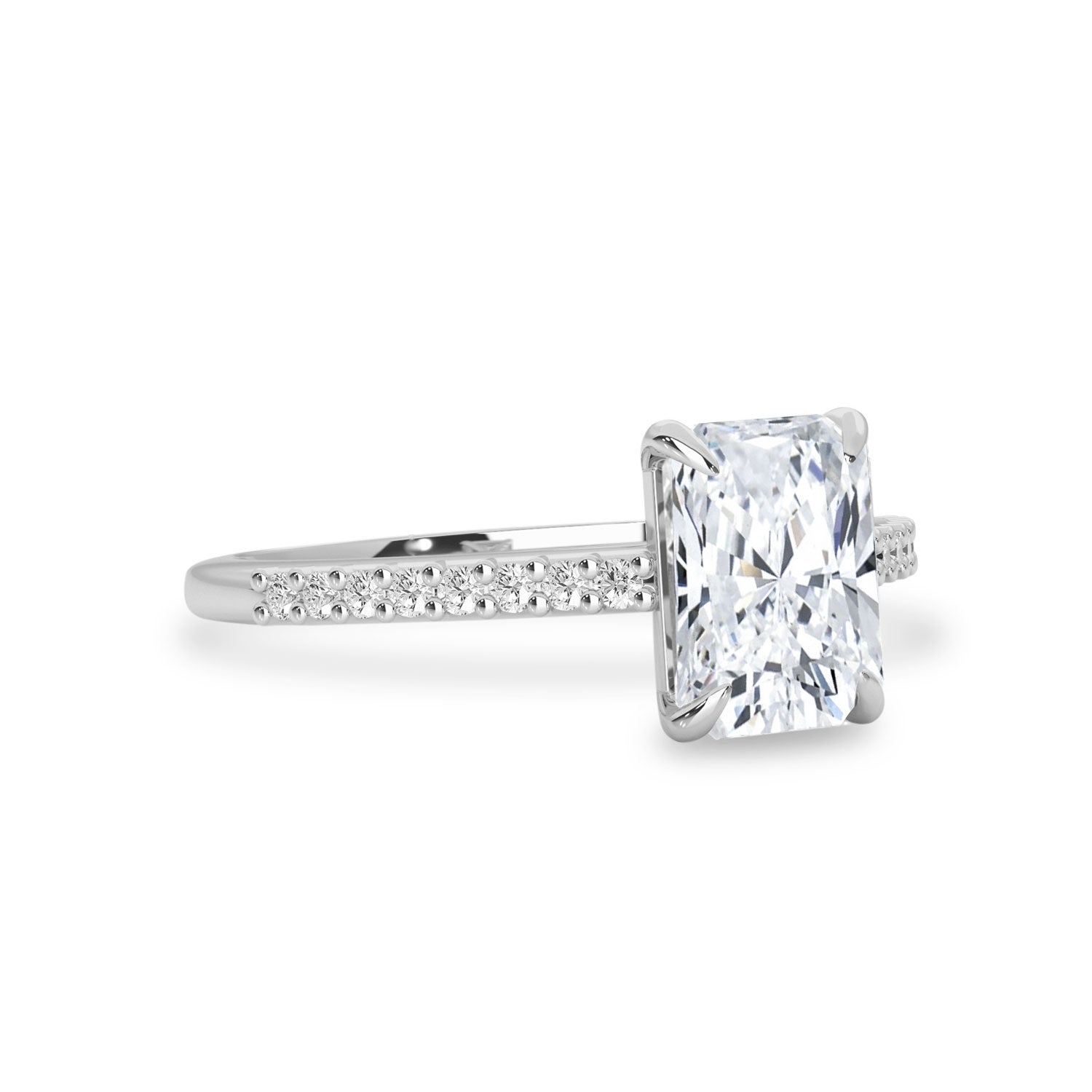 Delia Radiant Cut Cathedral Engagement Ring, Moissanite/Lab Grown Diamond