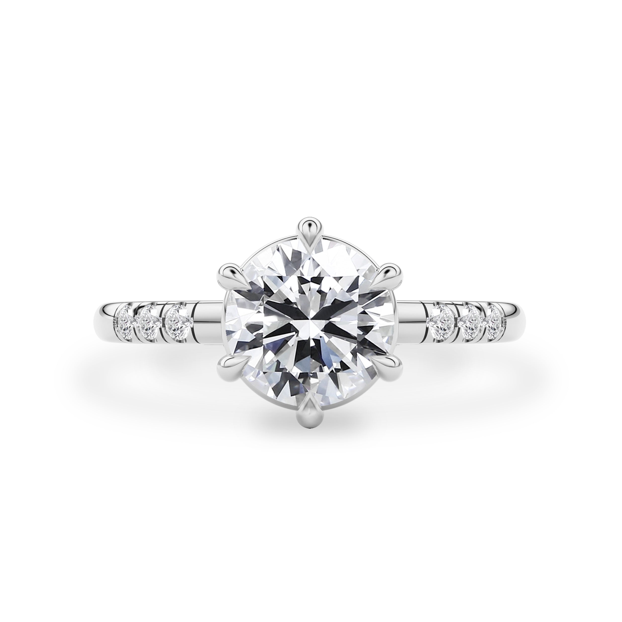 Eternal Dream Round Solitaire Engagement Ring, Round Brilliant With Pavé