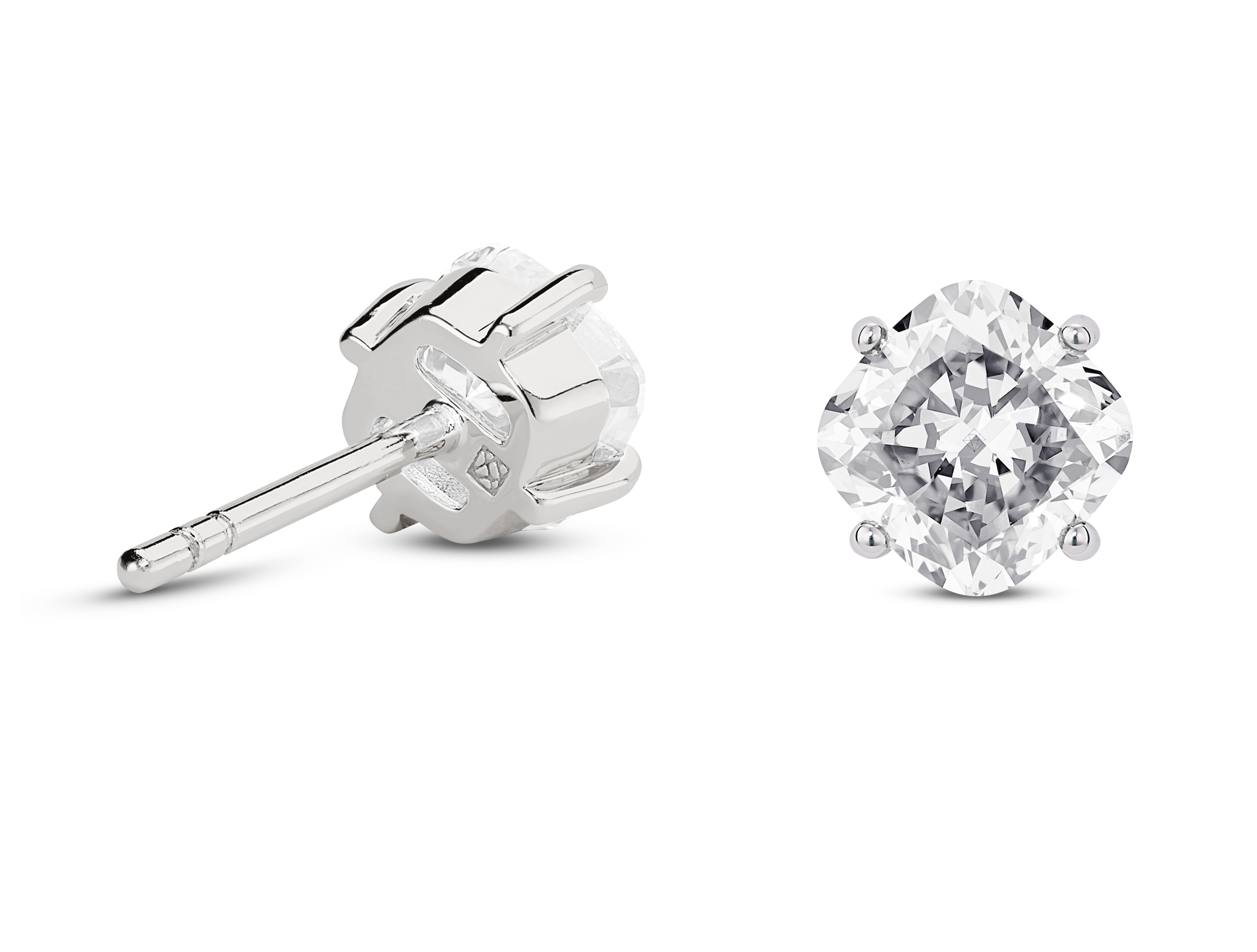 Lab-Grown Diamond 2ct. tw. Cushion Cut 14k Gold Studs | White