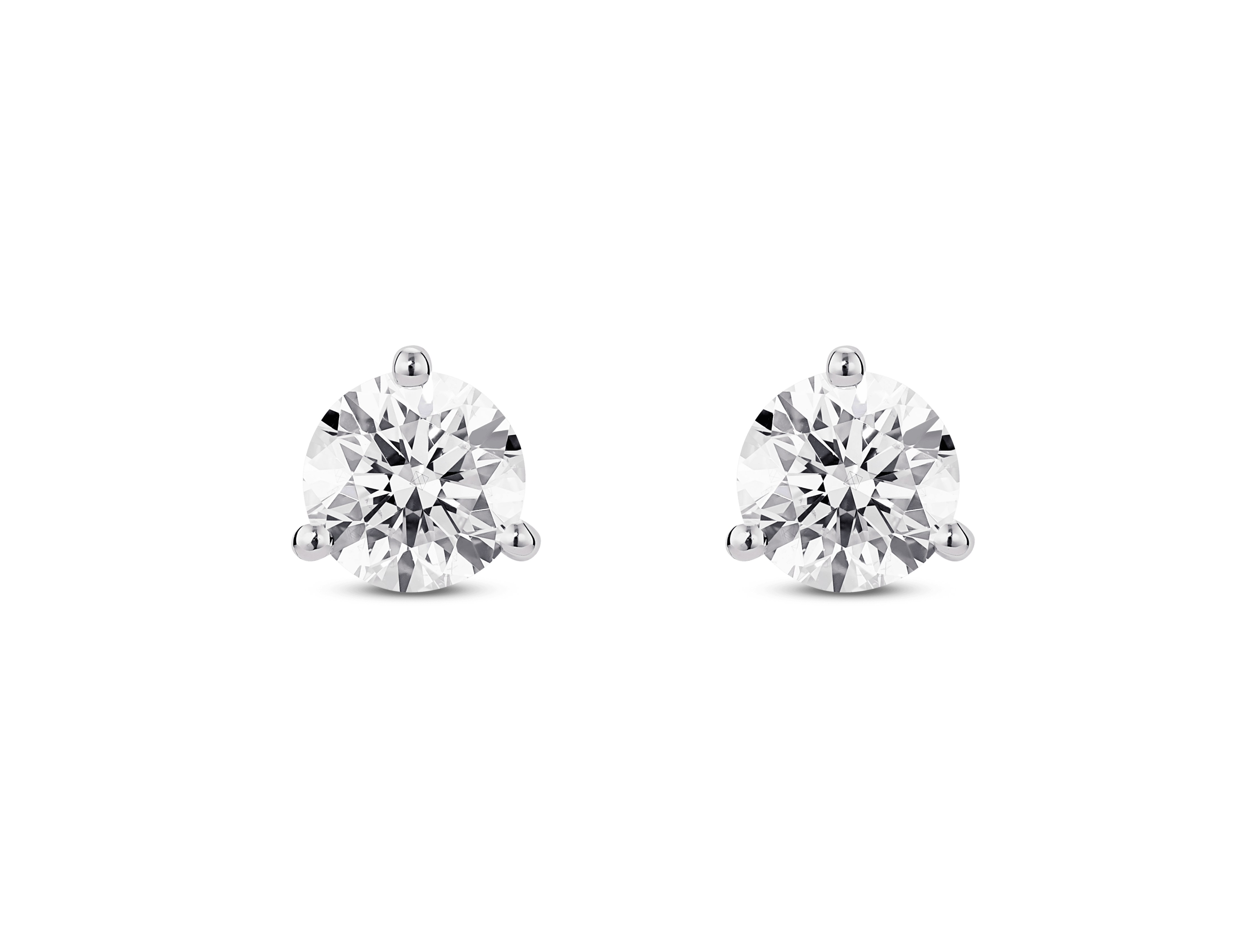 Lab-Grown Diamond 1½ct. tw. Round Brilliant Solitaire 14k Gold Studs | White