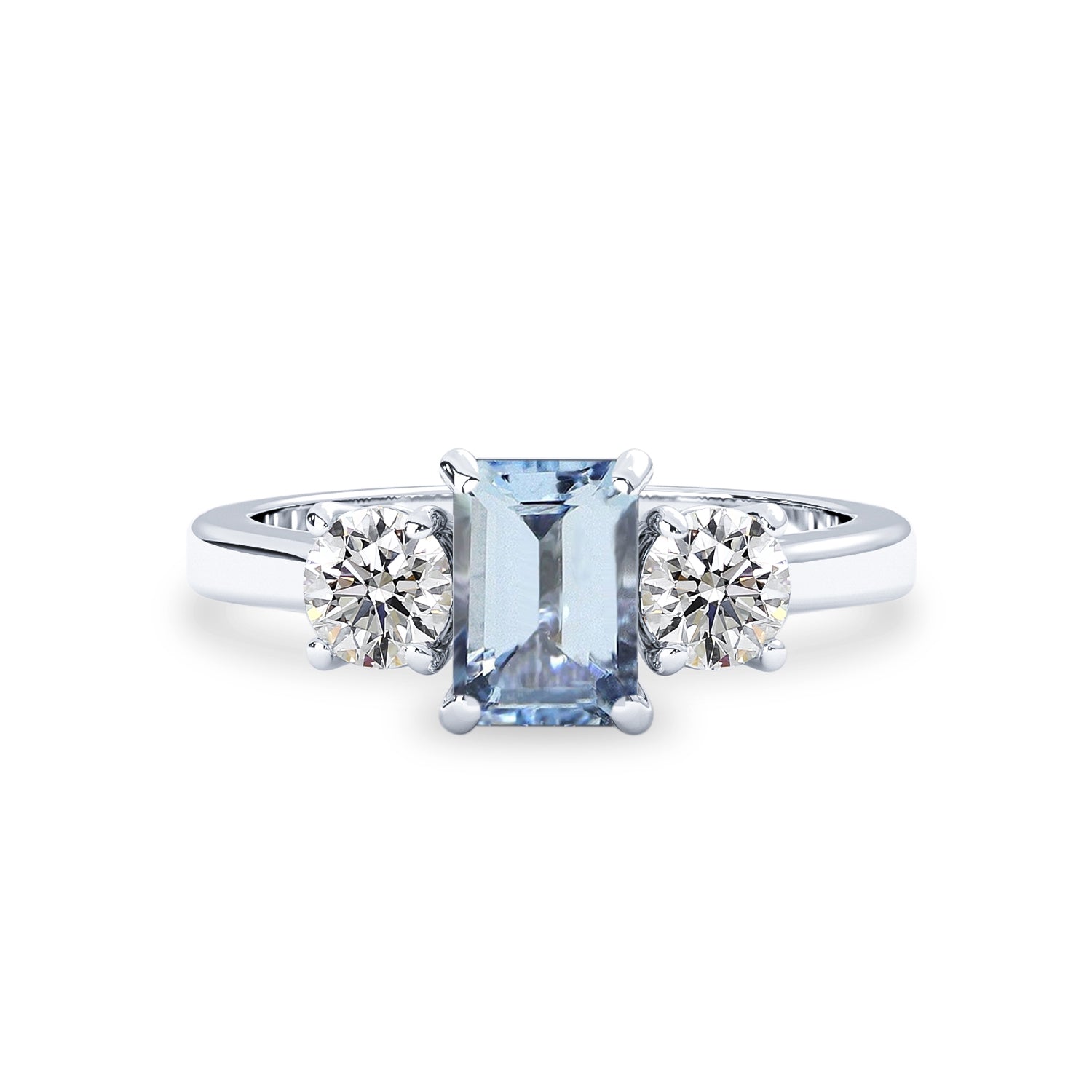 Aquamarine Ocean Glow Three Stone Ring