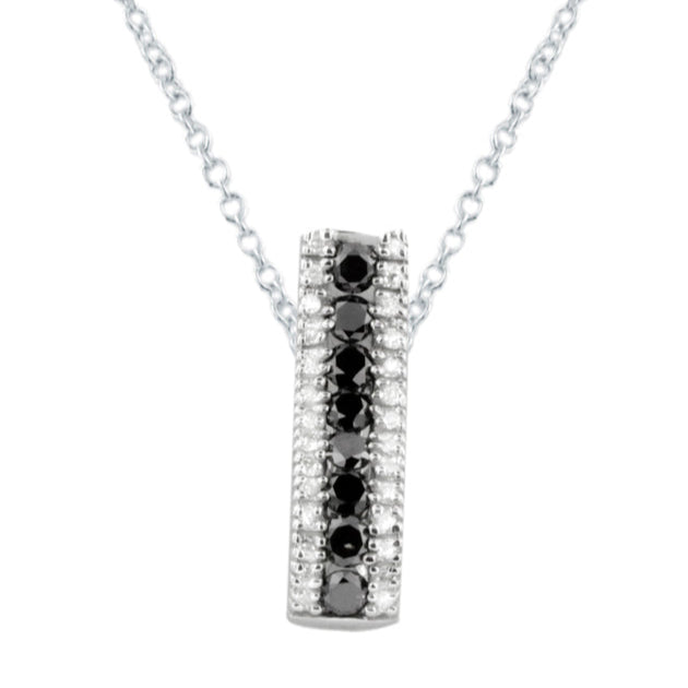 14K White Gold Black and White Diamond Pendant, 0.62 TCW