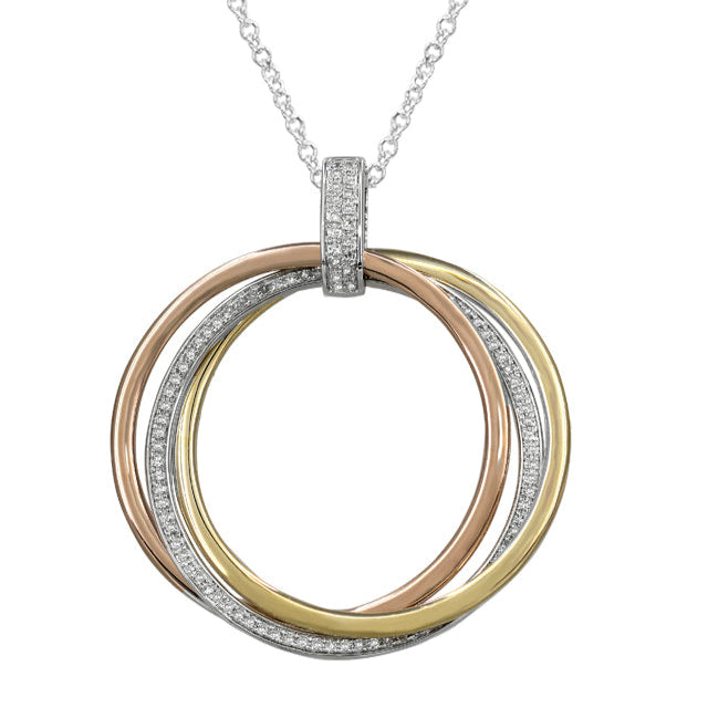 Trio 14K Tri-Color Gold Diamond Circles Pendant, 0.30 TCW