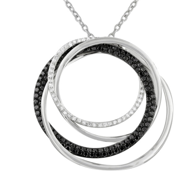 14K White Gold Black and White Diamond Pendant, 1.06 TCW