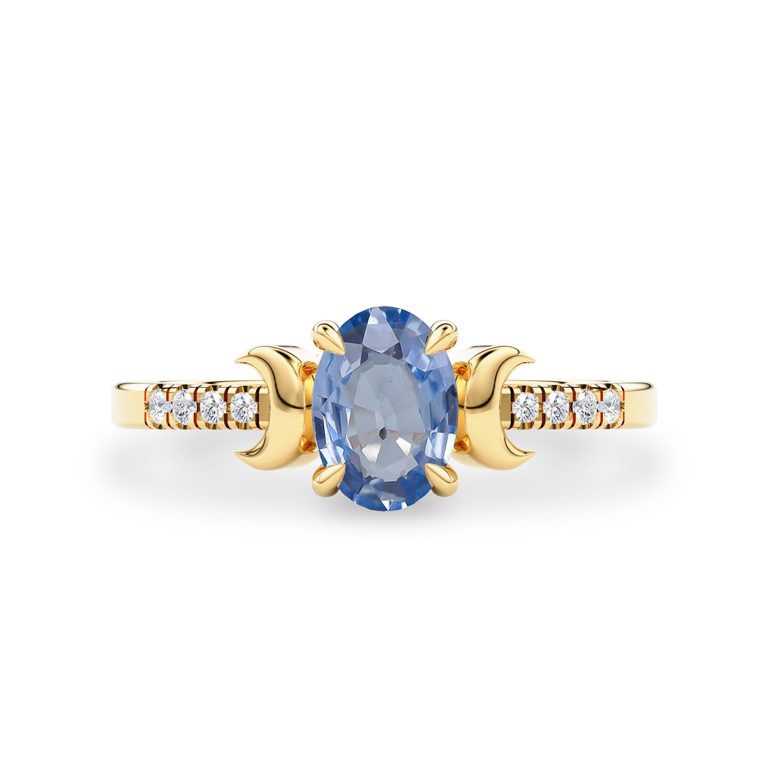 Whistler Doom Moon Blue Sapphire Engagement Ring, Pavé