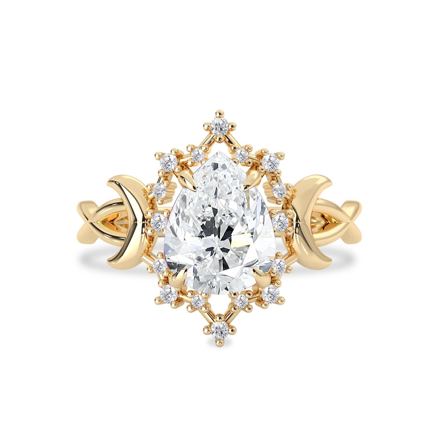 Alice Star & Moon Magic Engagement Ring, Pear Cut